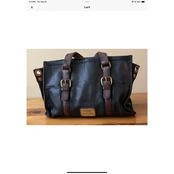 Fossil Long Live Vintage 1954 Buckle Satchel Bag Handbag/Purse Black ***READ - Picture 1 of 9